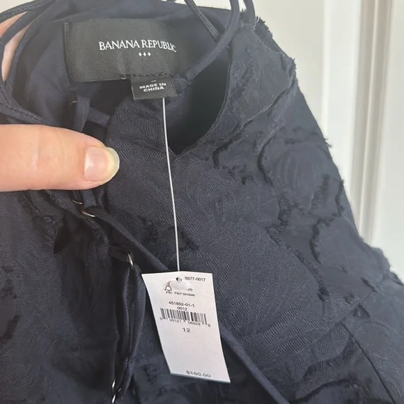 Banana Republic Floral Jacquard Cutout Midi Dress - Preppy Navy - 12 - Picture 9 of 10